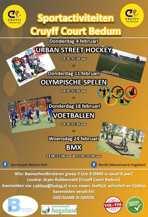 Sportactiviteiten op het Arjen Robbenveld - Cruyff Court in Bedum